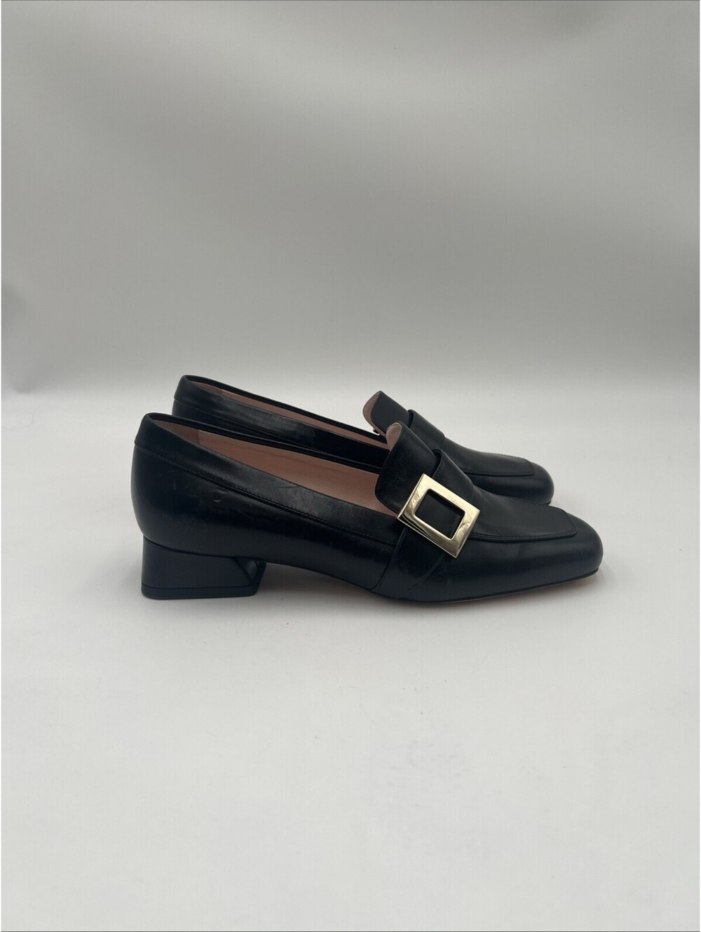 Women’s Roger Vivier Mini Leather Loafers Black Size 36.5